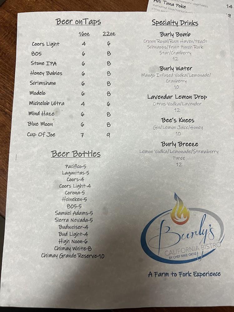 Burly's California Bistro Menu image 3